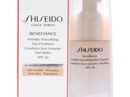 Shiseido Benefiance Wrinkle Smoothing Day Emulsion SPF 20 by Shiseido for Unisex - 2.5 oz Emulsion Online Sale