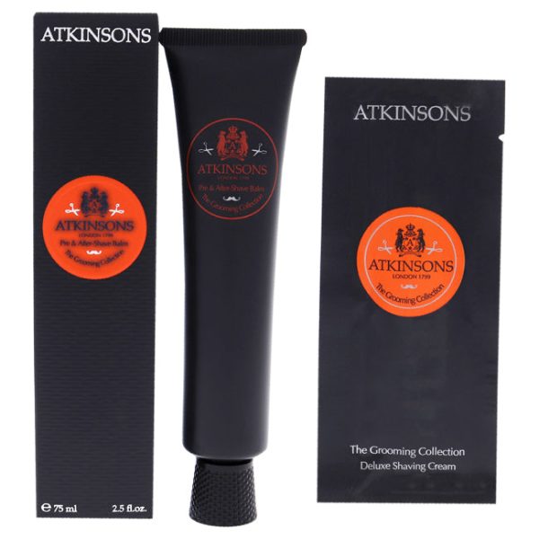 Atkinsons Atkinsons Set by Atkinsons for Unisex - 2 Pc Set 2.5oz Pre and After Shave Balm, 0.33oz Deluxe Shaving Cream Packet For Sale