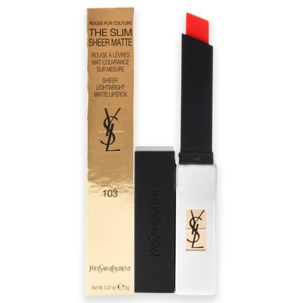 Yves Saint Laurent Rouge Pur Couture The Slim Sheer Matte Lipstick - 103 Orange Provocant by Yves Saint Laurent for Women - 0.07 oz Lipstick on Sale