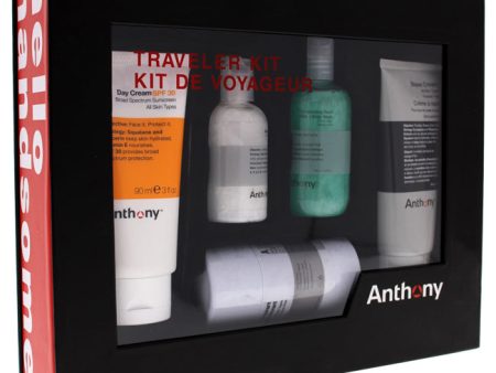 Anthony Traveler Kit by Anthony for Unisex - 5 Pc 2oz Glycolic Facial Cleanser, 3.4oz Invigorating Rush Hair Body Wash, 3oz Shave Cream, 3oz Day Cream SPF 30, 2.5oz Anti-Perspirant and Deodorant Stick Discount