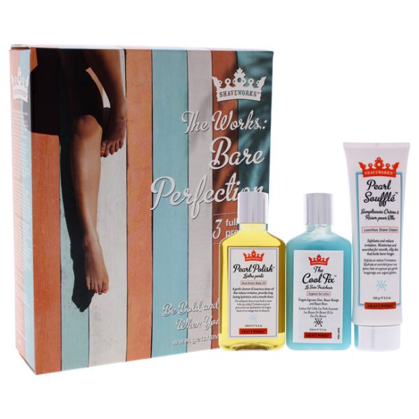 Shaveworks The Works Bare Perfection Kit by Shaveworks for Unisex - 3 Pc 5.3oz Cool Fix Gel Lotion, 5.3oz Pearl Souffle Shave Cream, 5.3oz Pearl Polish Dual Action Body Oil For Discount