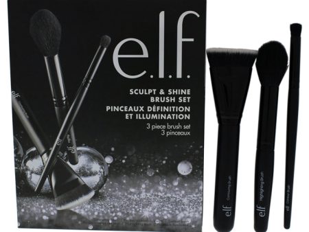 e.l.f. Sculpt and Shine Brush Set by e.l.f. for Women - 3 Pc Contouring Brush, Highlighting Brush, Contour Brush Fashion