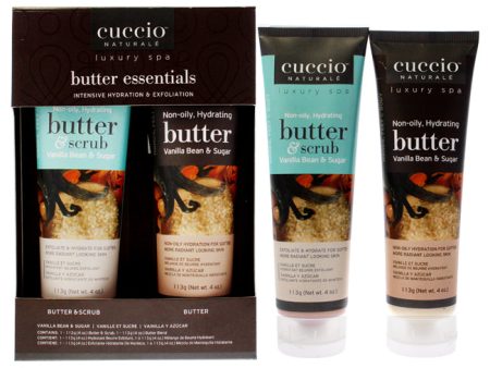 Cuccio Luxury Spa Butter Essentials Kit - Vanilla Bean and Sugar by Cuccio for Women - 2 Pc 4oz Butter Scrub , 4oz Butter Online Sale