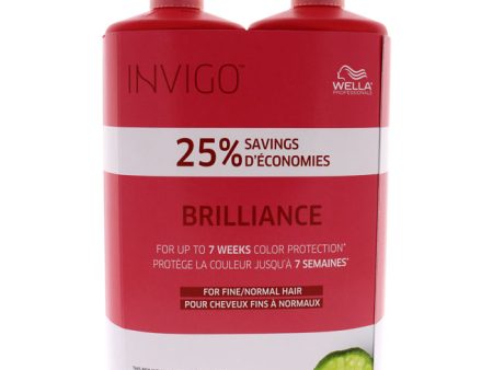 Wella Brilliance Shampoo and Conditioner For Fine To Normal Colored Hair Duo by Wella for Unisex - 2 X 33.8 oz Shampoo, Conditioner Online Sale