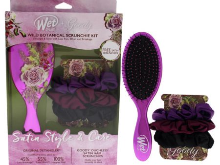 Wet Brush Wild Botanical Scrunchie Kit - Rose by Wet Brush for Women - 4 Pc Hair Brush, 3 Satin Scunchies Hot on Sale