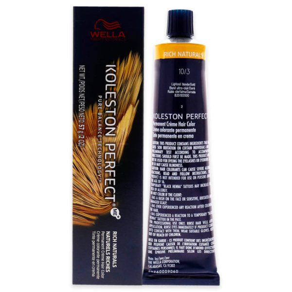 Wella Koleston Perfect Permanent Creme Hair Color - 10 3 Lightest Blonde-Gold by Wella for Unisex - 2 oz Hair Color Online Sale